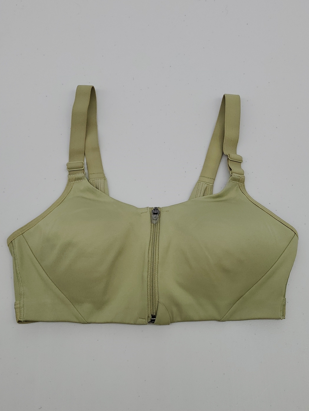 All In Motion Front-Zip Olive Green Sports Bra Size 34B